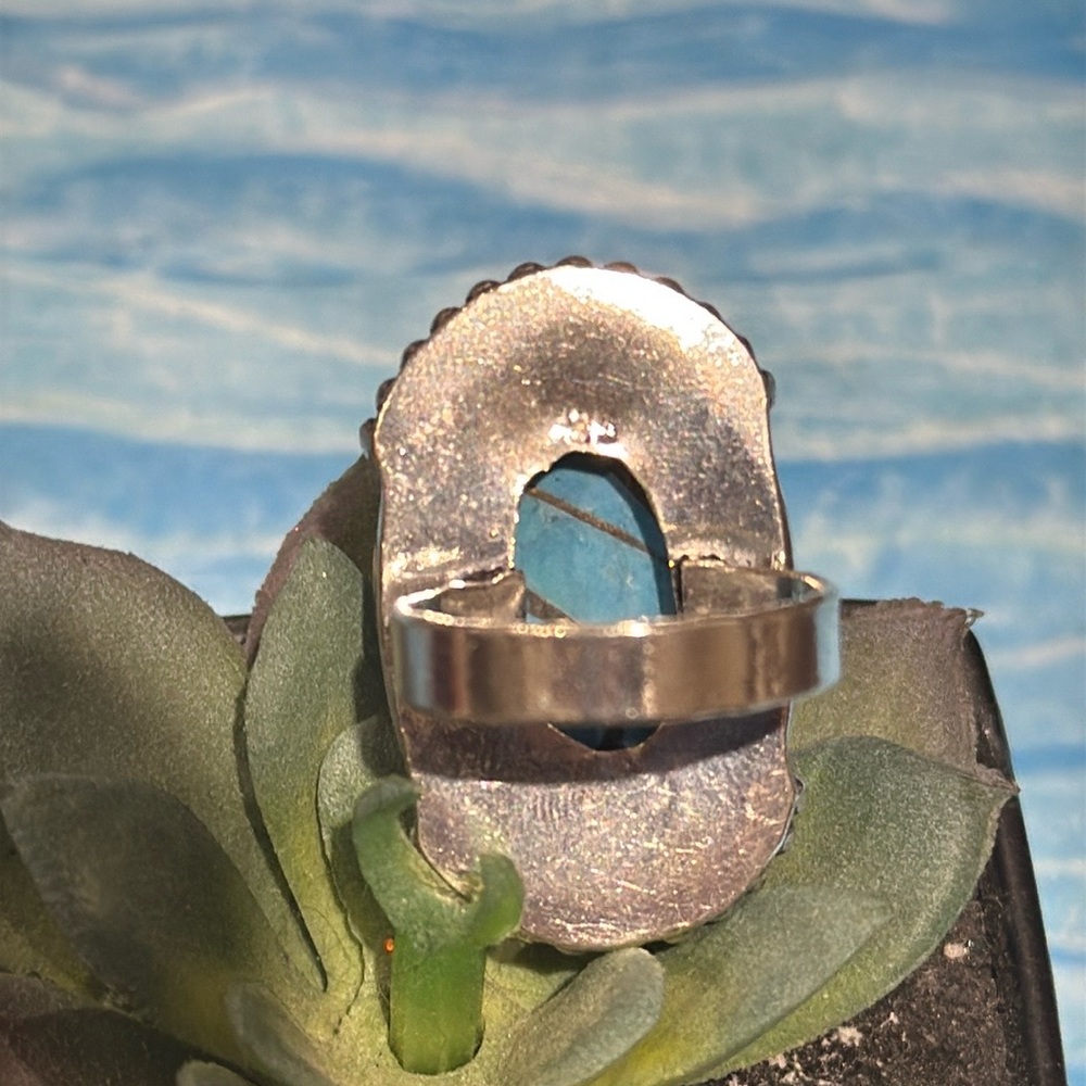 Silver Copper Turquoise Ring - image 7